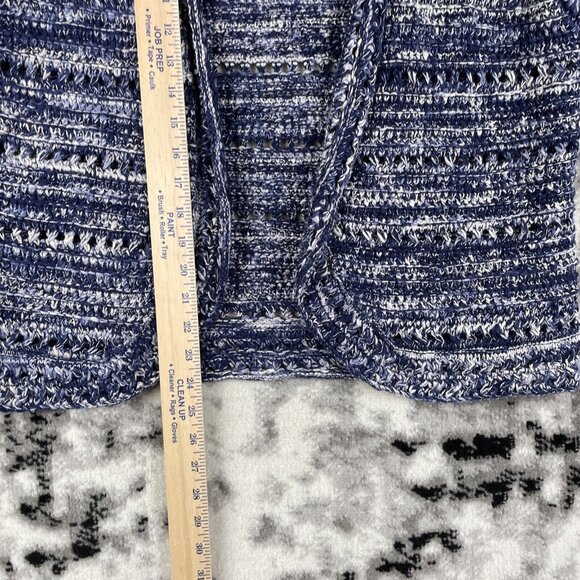 Chicos Sweater Womens Size Extra Large (3) Blue Open Cotton Rayon Short Sleeve - Picture 4 of 8